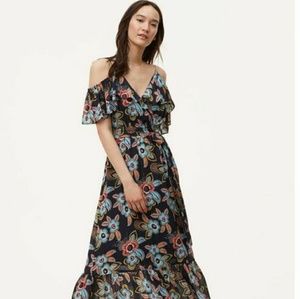 Loft Floral Cold Shoulder Maxi Dress